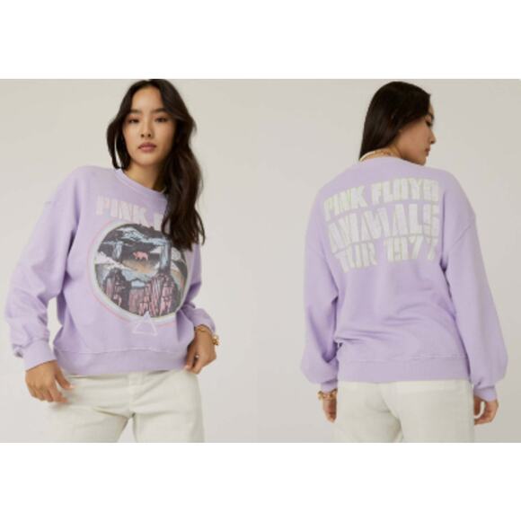 Daydreamer Sweaters - Daydreamer Pink Floyd Animals Tour 1977 Oversized Crew Sweatshirt Lilac Haze Med
